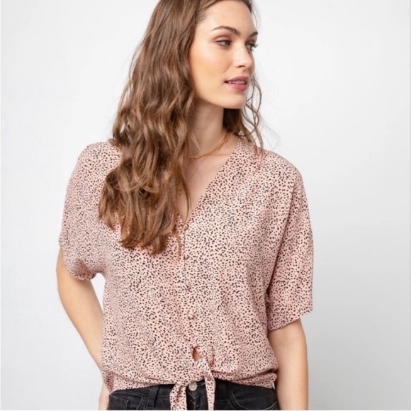 Rails Tops - Rails Thea Rose Spotted Button Tie Waist Blouse